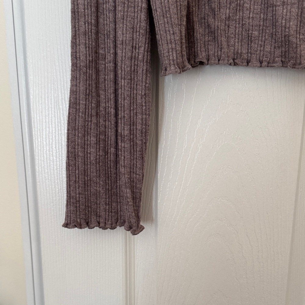 Madewell Women Ribbed Mock Neck Sweater - Mauve Taupe Size XL - Picture 2 of 12